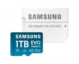 Карта памяти microSD 1 TB Samsung EVO Select UHS-I U3 V30 A2 + SD адаптер (MB-ME1T0SA)