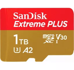 Карта пам'яті microSD 1 TB SanDisk Extreme Plus UHS-I Class10 V30 + SD адаптер (SDSQXBD-1T00-AN6MA)