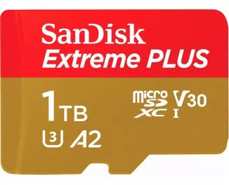 Карта пам'яті microSD 1 TB SanDisk Extreme Plus UHS-I Class10 V30 + SD адаптер (SDSQXBD-1T00-AN6MA)
