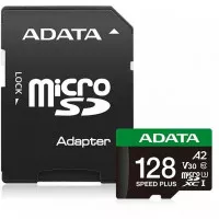 Карта памяти microSD 128Gb ADATA Speed Plus Class 10 V30 A2 UHS-1 U3 + SD адаптер (UD128GUI3V30A2SP-RA1)