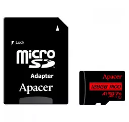 Карта памяти microSD 128Gb Apacer MicroSDHC UHS-I Class 10 (AP128GMCSX10UB-RA) + SD адаптер