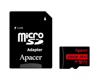 Карта памяти microSD 128Gb Apacer MicroSDHC UHS-I Class 10 (AP128GMCSX10UB-RA) + SD адаптер
