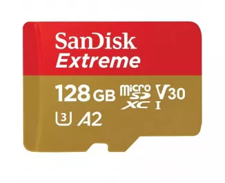 Карта памяти microSD 128Gb SanDisk Extreme A2 class 10 V30 + SD адаптер (SDSQXAA-128G-GN6MA)