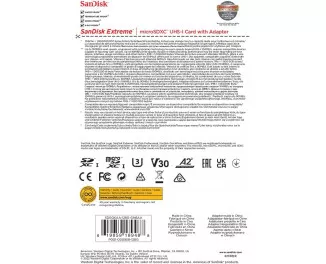 Карта памяти microSD 128Gb SanDisk Extreme ActionCam A2 C10 V30 UHS-I U3 + SD адаптер (SDSQXAA-128G-GN6AA)