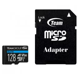 Карта памяти microSD 128Gb Team Elite UHS-I U3 V30 A1 Class 10 (TEAUSDX128GIV30A103) + SD адаптер
