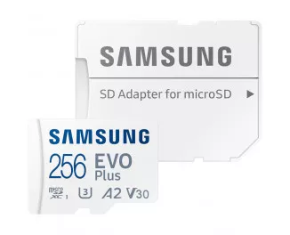 Карта памяти microSD 256 Gb Samsung EVO Plus Class 10 UHS-I U3 + SD адаптер (MB-MC256SA)