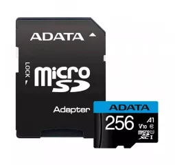 Карта памяти microSD 256Gb ADATA Premier + SD Adapter (AUSDX256GUICL10A1-RA1)