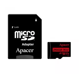 Карта памяти microSD 256Gb Apacer class 10 V10 A1 + SD адаптер (AP256GMCSX10UB-R)