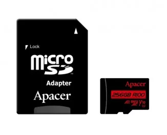 Карта памяти microSD 256Gb Apacer class 10 V10 A1 + SD адаптер (AP256GMCSX10UB-R)