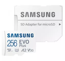 Карта памяти MicroSD 256Gb Samsung EVO Plus Class 10 UHS-I U3 V30 A2 + SD адаптер (MB-MC256KA/EU)