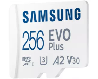 Карта памяти MicroSD 256Gb Samsung EVO Plus Class 10 UHS-I U3 V30 A2 + SD адаптер (MB-MC256KA/EU)