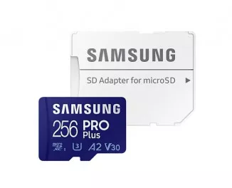 Карта памяти microSD 256Gb Samsung Pro Plus UHS-I U3 V30 A2 (2021) + SD-adapter (MB-MD256KA)