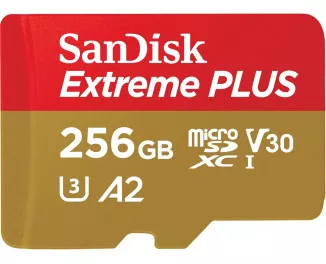Карта памяти microSD 256Gb SanDisk Extreme Plus UHS-I Class10 V30 + SD адаптер (SDSQXBD-256G-AN6MA)