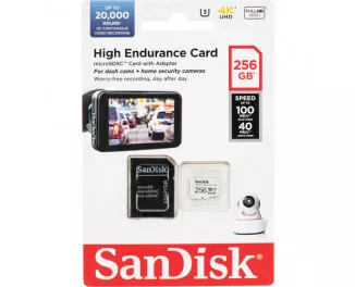 Карта памяти microSD 256Gb SanDisk High Endurance class 10 UHS-I U3 V30 + SD adapter (SDSQQNR-256G-GN6IA)