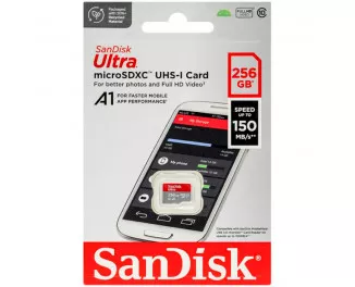 Карта памяти microSD 256Gb SanDisk Ultra A1 class 10 + SD адаптер (SDSQUAC-256G-GN6MN)