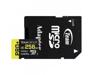 Карта пам'яті microSD 256Gb Team Pro+ UHS-I/U3 Class 10 + SD адаптер (TPPMSDX256GIA2V3003) Карта пам'яті microSD 256Gb Team Pro+ UHS-I/U3 Class 10 + SD адаптер (TPPMSDX256GIA2V3003)