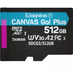 Карта памяти microSD 512Gb Kingston Canvas Go Plus class 10 UHS-I/U3 (SDCG3/512GBSP)