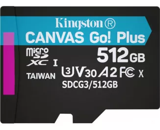 Карта памяти microSD 512Gb Kingston Canvas Go Plus class 10 UHS-I/U3 (SDCG3/512GBSP)