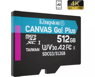 Карта памяти microSD 512Gb Kingston Canvas Go Plus class 10 UHS-I/U3 (SDCG3/512GBSP)
