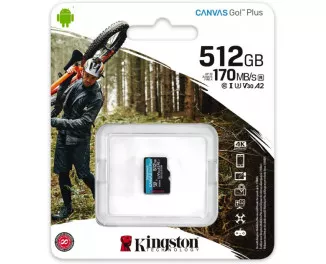 Карта памяти microSD 512Gb Kingston Canvas Go Plus class 10 UHS-I/U3 (SDCG3/512GBSP)
