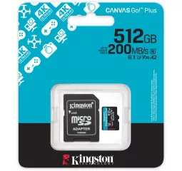 Карта пам'яті microSD 512Gb Kingston Canvas Go! Plus UHS-I U3 V30 A2 Class 10 + SD-адаптер (SDCG4/512GB)
