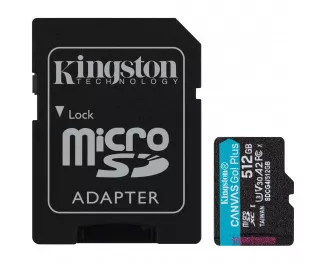 Карта памяти microSD 512Gb Kingston Canvas Go! Plus UHS-I U3 V30 A2 Class 10 + SD-адаптер (SDCG4/512GB)