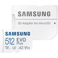 Карта памяти microSD 512Gb Samsung EVO Plus Class 10 UHS-I U3 V30 A2 + SD адаптер (MB-MC512SA/EU)