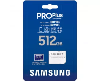 Карта памяти microSD 512GB Samsung Pro Plus 10 UHS-I V30 U3 A2 + SD-adapter (MB-MD512SA/EU)