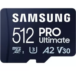 Карта памяти microSD 512Gb Samsung PRO Ultimate UHS-I U3 V30 A2 + SD адаптер (MB-MY512SA/WW)