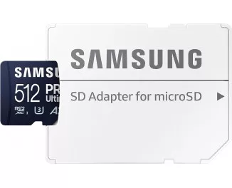 Карта пам'яті microSD 512Gb Samsung PRO Ultimate UHS-I U3 V30 A2 + SD адаптер (MB-MY512SA/WW)