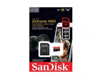 Карта памяти microSD 512Gb SanDisk Extreme PRO + SD адаптер (SDSQXCD-512G-GN6MA)