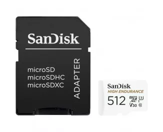 Карта памяти microSD 512Gb SanDisk High Endurance UHS-1 U3 class 10 V30 + SD адаптер (SDSQQNR-512G-GN6IA)