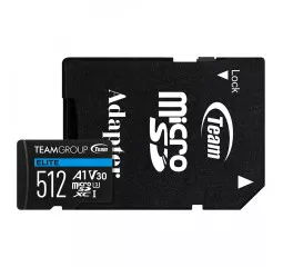 Карта пам'яті microSD 512Gb Team Elite UHS-I/U3 Class 10 + SD адаптер (TEAUSDX512GIV30A103) Карта пам'яті microSD 512Gb Team Elite UHS-I/U3 Class 10 + SD адаптер (TEAUSDX512GIV30A103)