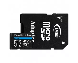 Карта пам'яті microSD 512Gb Team Elite UHS-I/U3 Class 10 + SD адаптер (TEAUSDX512GIV30A103) Карта пам'яті microSD 512Gb Team Elite UHS-I/U3 Class 10 + SD адаптер (TEAUSDX512GIV30A103)