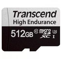 Карта пам'яті microSD 512Gb Transcend High Endurance class 10 UHS-I U3 + SD адаптер (TS512GUSD350V)