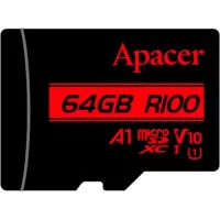 Карта памяти microSD 64Gb Apacer class 10 V10 A1 UHS-1 (AP64GMCSX10UB-RA)
