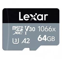 Карта пам'яті microSD 64Gb Lexar Professional 1066x Silver class 10 UHS-I + SD адаптер (LMS1066064G-BNANG)