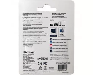 Карта памяти microSD 64Gb Patriot EP Series UHS-I U3 V30 A1 EP + SD адаптер (PEF64GEP31MCX)