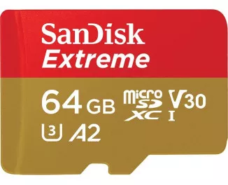 Карта памяти microSD 64Gb SanDisk Extreme ActionCam + SD адаптер (SDSQXAH-064G-GN6AA)