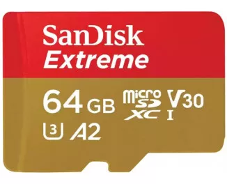 Карта памяти microSD 64Gb SanDisk Extreme UHS-I U3 V30 A2 (SDSQXAH-064G-GN6MN)