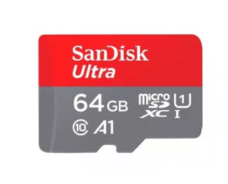 Карта памяти microSD 64Gb SanDisk Ultra class 10 A1 + SD адаптер (SDSQUAB-064G-GN6MN)