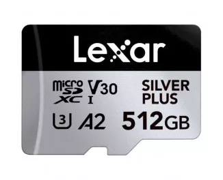 Карта памяти mocroSD 512Gb Lexar Professional Silver Plus UHS-I U3 V30 A2 Class 10 (LMSSIPL512G-BNANG)
