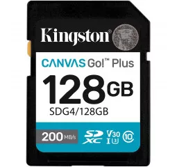 Карта памяти SD 128Gb Kingston Canvas Go! Plus class 10 A2 V30 UHS-1 U3 (SDG4/128GB)