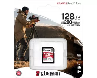 Карта памяти SD 128Gb Kingston Canvas React Plus C10 UHS-II U3 (SDR2V6/128GB)