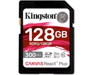 Карта памяти SD 128Gb Kingston Canvas React Plus class 10 UHS-II U3 (SDR2/128GB)
