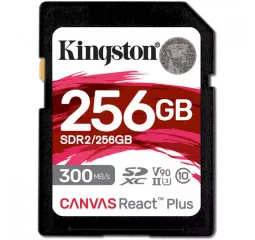 Карта памяти SD 256Gb Kingston Canvas React Plus class 10 UHS-II U3 (SDR2/256GB)