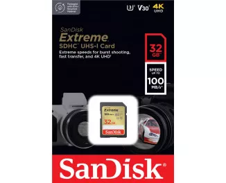Карта памяти SD 32Gb SanDisk Extreme V30 C10 UHS-I U3 (SDSDXVT-032G-GNCIN)