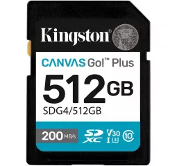 Карта памяти SD 512Gb Kingston Canvas Go! Plus class 10 A2 V30 UHS-1 U3 (SDG4/512GB)