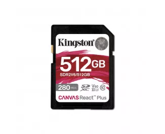 Карта памяти SD 512Gb Kingston Canvas React Plus C10 UHS-II U3 (SDR2V6/512GB)