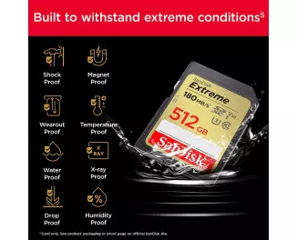 Карта пам'яті SD 512Gb SanDisk Extreme class 10 UHS-I U3 V30 (SDSDXVV-512G-GNCIN)